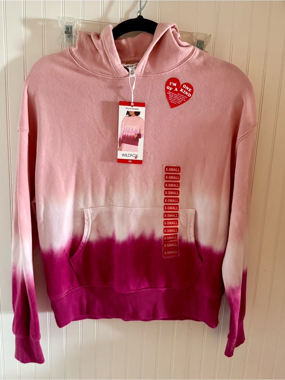 Wildfox Pink Ombre Pullover Hoodie Relaxed Fit | Sz. XS (PTP 22.5”) NWT